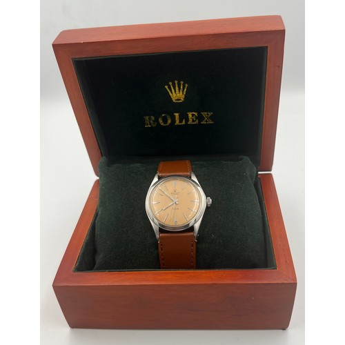 549 - A boxed 1950's Rolex Oyster Tudor manual gentleman's wristwatch on brown leather strap, stainless st... 