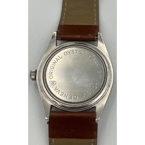 549 - A boxed 1950's Rolex Oyster Tudor manual gentleman's wristwatch on brown leather strap, stainless st... 