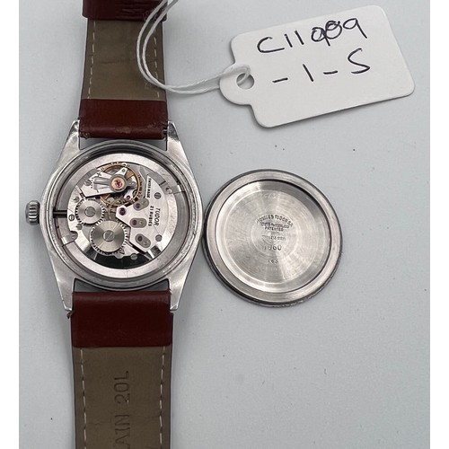 549 - A boxed 1950's Rolex Oyster Tudor manual gentleman's wristwatch on brown leather strap, stainless st... 