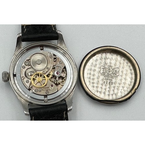 552 - A c1947 black dial military style Rolex Oyster with luminous hands and numbers. Tudor case and movem... 