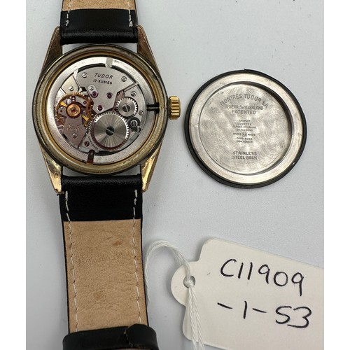 570 - A 1960's Tudor Oyster Royal gold plated wristwatch. KB 20 marked to case. Rolex case. Case: 33mm. Ba... 