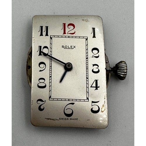 575 - A 1920's Rolex Rebberg rectangular gentleman's wristwatch with engraved bevel surround. With a green... 