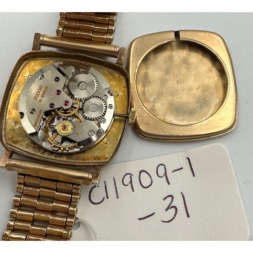 576 - A 1950's 9ct gold cased Rolex Tudor hand winding dress watch with gold plated bracelet. Rolex crown.... 