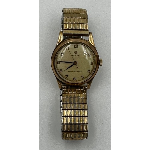 579 - A 9ct gold Rolex gentleman's wristwatch. C.1946 Birmingham with original Speidel strap. Engraved to ... 