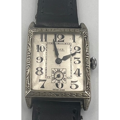 585 - A 1930's Rolex Marconi gentleman's wristwatch with engraved bevel surround and subsidiary second dia... 