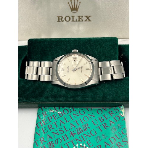 586 - A gentleman's Rolex Oysterdate precision wristwatch, steel case on stainless steel Rolex bracelet 35... 