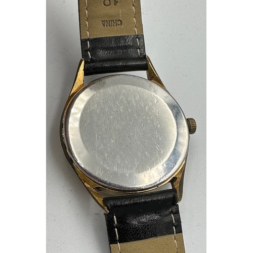 598 - A gentleman's vintage Unicorn wristwatch with date aperture. Amphibian 21 Jewels Incabloo. Case: 34m... 