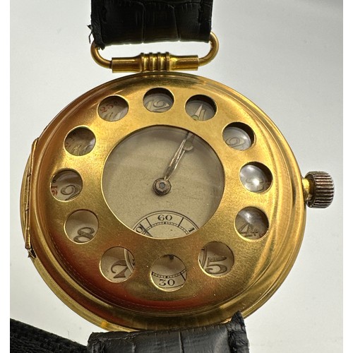 606 - A WW I Officers watch with Circular trench style hinged case with telephone dial. Case serial 533158... 