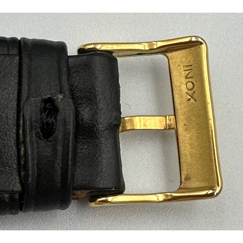 617 - A 9ct gold Rolex Tudor presentation watch on black leather Rolex strap. Presented to J.M. Platje by ... 