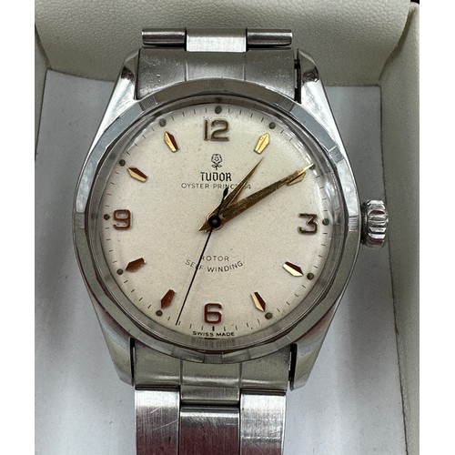 618 - A gentleman's Tudor Oyster Prince 34 automatic self winding wristwatch, gold hands and numbers on Ro... 