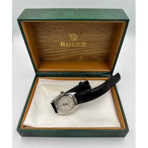 620 - A gentleman's Rolex 5015 Oyster Perpetual automatic wristwatch with gold numbers and hands on black ... 