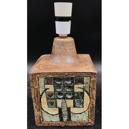 234 - A Troika pottery table lamp by Alison Brigden initialled Cornwall A B to base moulded with geometric... 