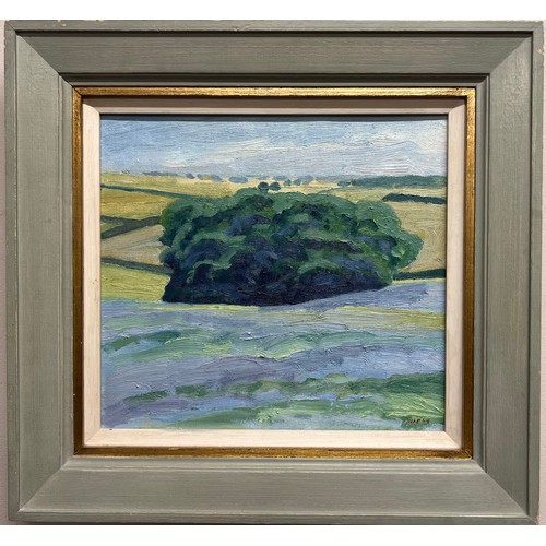 1334 - Melvyn Petterson (1947) ''Borage Field Nr Louth'' oil on board. Signed L.R. MLP 04 and full signatur... 