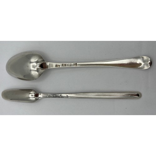 804 - A George III silver marrow spoon London 1782, maker John Lambe together with a George III silver tab... 