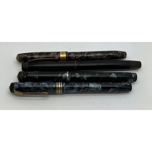 723 - Four vintage fountain pens to include De La Rue Onoto and three Conway Stewarts nos. 27,286 and 388.