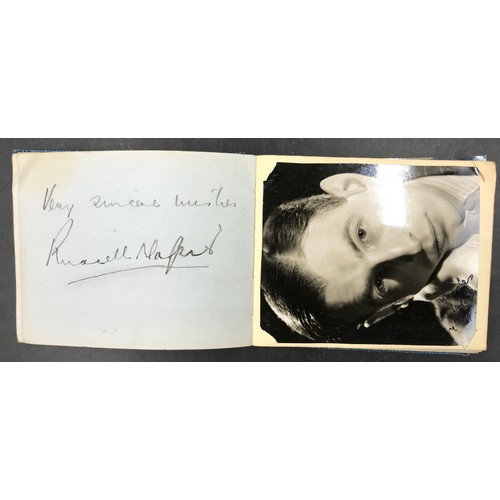 1288 - A small autograph album with signatures from 1930s and 1940s movie stars and entertainment figures, ... 