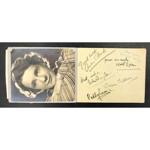 1288 - A small autograph album with signatures from 1930s and 1940s movie stars and entertainment figures, ... 