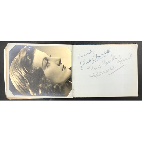 1288 - A small autograph album with signatures from 1930s and 1940s movie stars and entertainment figures, ... 