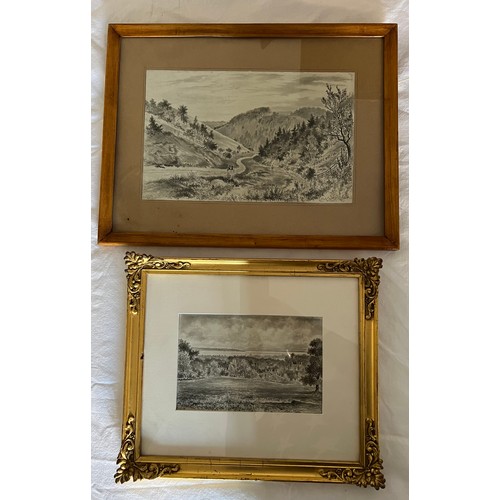 1337 - F.S. Smith 1860-1925 East Riding of Yorkshire pen and ink views to include View of Welton Dale Circa... 