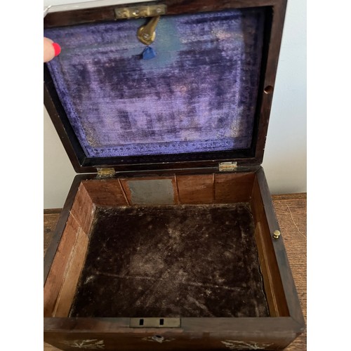 730 - A 19thC rosewood and mother of pearl inlaid box together with a Waterford Crystal desk set with two ... 