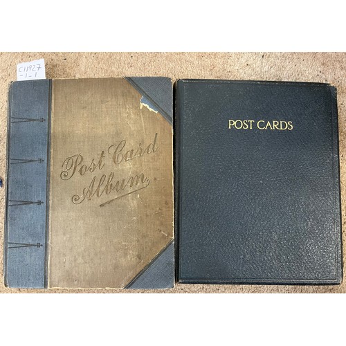 1289 - Two vintage postcard albums and contents to include views of Staithes, Whitby, Exeter, York, Filey, ... 