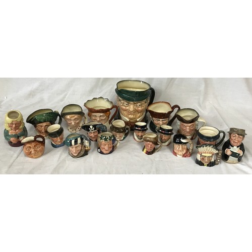 264 - A collection of 20 Royal Doulton toby and character jugs Mr Pickwick, Betty Bittens, The Falconer an... 