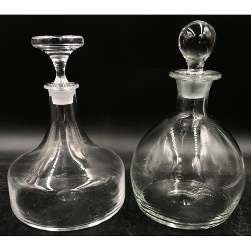 365 - A collection of glassware to include a port sipper decanter with three glasses and three decanters o... 