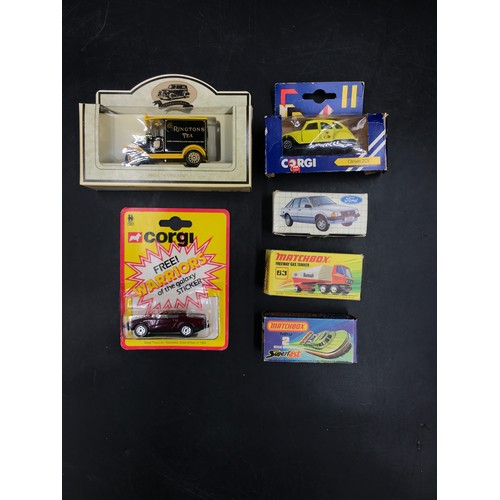 909 - A collection of boxed toy cars to include Matchbox Rescue Hovercraft superfast and Freeway gas Tanke... 