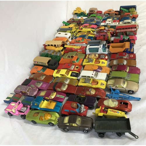 913 - A collection of Matchbox Superfast cars, trucks and trailers approx. 91 in total.