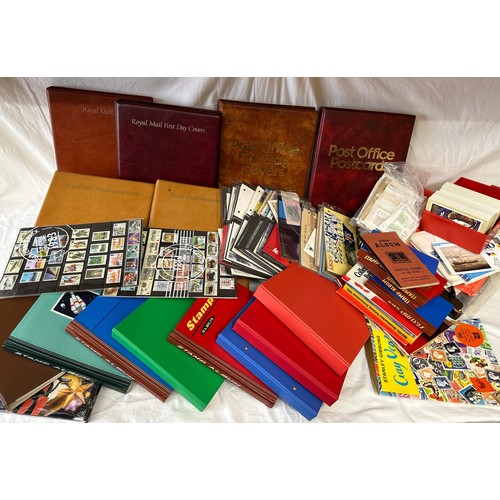 672 - Two boxes to include 2 x Royal Mail F.D.C albums 1980's covers, 2 x Royal Mail P.H.Q. card albums an... 