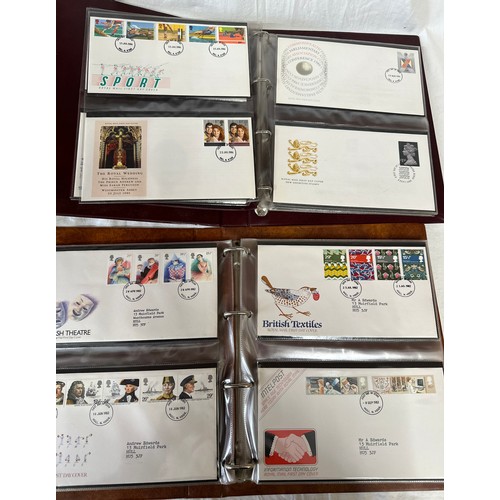 672 - Two boxes to include 2 x Royal Mail F.D.C albums 1980's covers, 2 x Royal Mail P.H.Q. card albums an... 