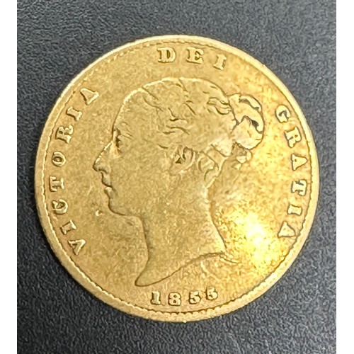 673 - UK Victoria, 1837-1901. Gold half-sovereign, 1855. London. weighing 3.85gms.