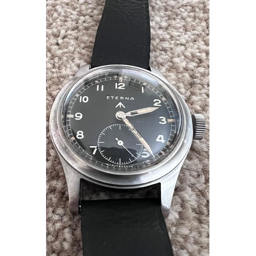 625 - A gentleman's stainless steel British military Eterna W.W.W. wristwatch, circa 1945, part of the "di...