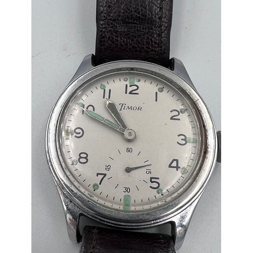 626 - A gentleman's stainless steel British military Timor W.W.W. wristwatch, circa 1945, part of the 