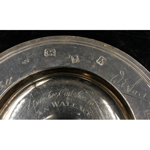 838 - Engraved silver ashtray, London 1963 William Comyns & Sons Ltd, silver Vesta case Joseph Hawkins (pr... 