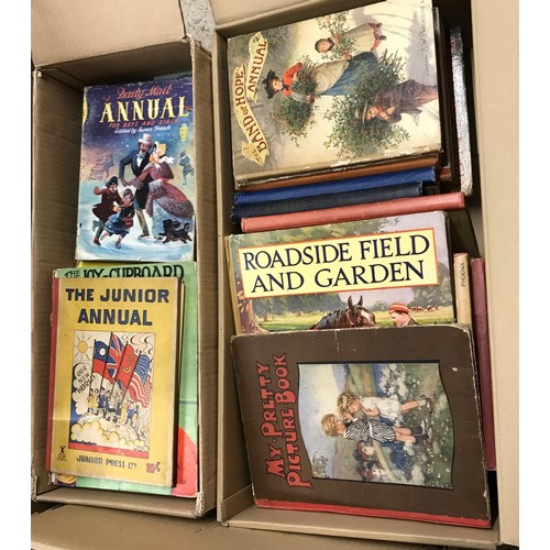 987 - Five boxes of early-mid 20thC children's Annuals and story books for boys and girls.