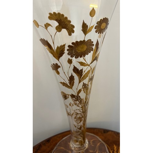 368 - A good quality clear glass and gilt decorated trumpet shaped vase. 40cm h.