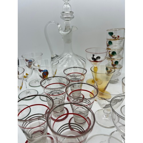 372 - Various early to mid 20thC glassware to include decanter, cocktail glasses etc.