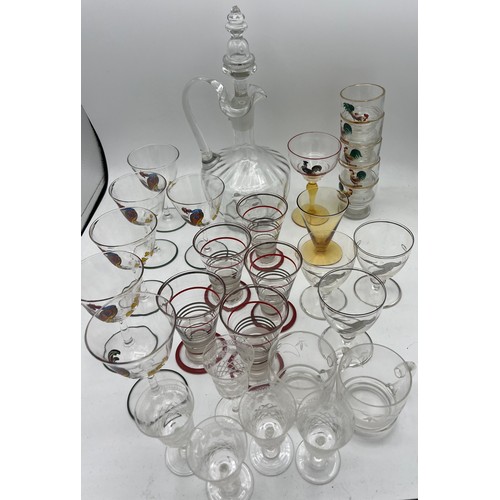 372 - Various early to mid 20thC glassware to include decanter, cocktail glasses etc.