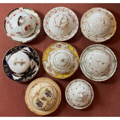 271 - Eight various 19th and early 20thC muffin dishes to include Crescent, Coalport, Royal Crown Derby an... 