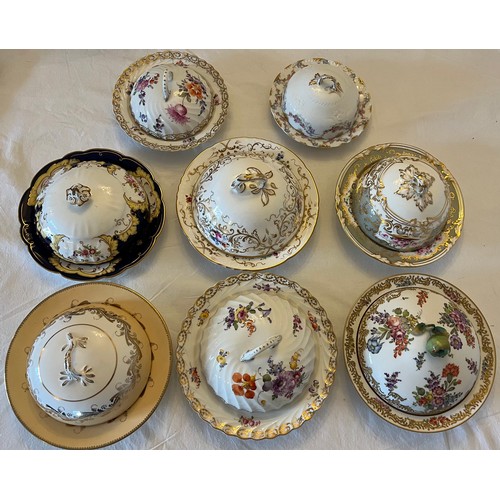 272 - Eight various 19th and early 20thC porcelain muffin dishes to include continental.