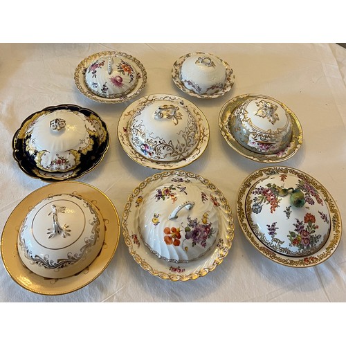 272 - Eight various 19th and early 20thC porcelain muffin dishes to include continental.