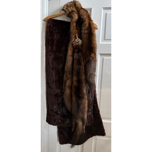 1060 - A fur Stole by Artic furs London approx. 200l x 48cm w with initials to lining together with intertw... 