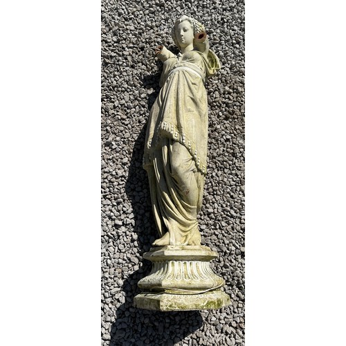 186 - A white painted terracotta statue of a lady. 220cm l.