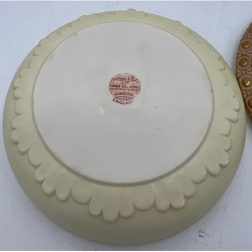 283 - Locke and Co Worcester blush ivory potpourri jar and pierced cover. 15.5cm d.