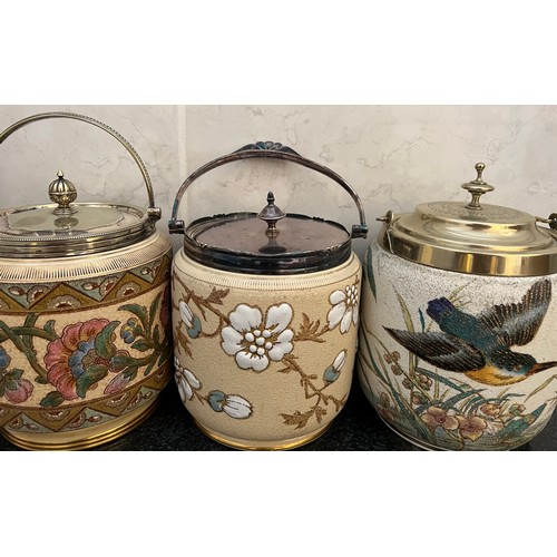 294 - Four ceramic biscuit barrels to include three by Taylor Tunnicliffe and one marked Kingfisher G & S.