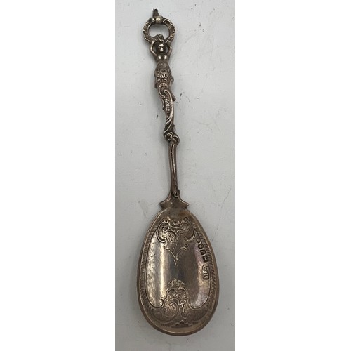 840 - Continental silver spoon with mermaid to top bearing import marks for London 1892.  11.5cm l.