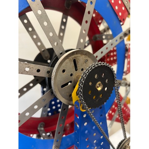 927 - A Meccano window display model of a steam engine Ferris wheel approx. dimensions 71cm h x 54cm w x  ... 