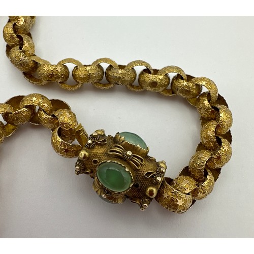 450 - A 19thC continental gold chain necklace of exceptional quality. Tests as 15 carat gold. Each link pr... 