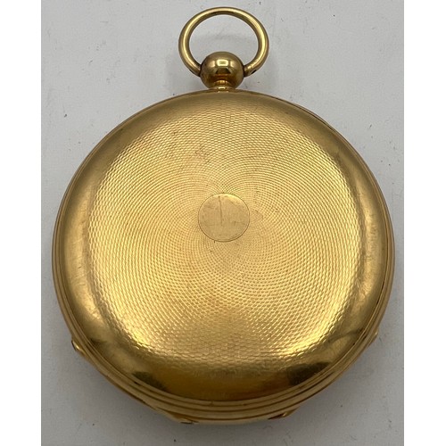 493 - An 18 carat gold pocket watch Ancre Ligne Droite 15 rubis, serial number 1856, maker’s mark BE, 18K ... 